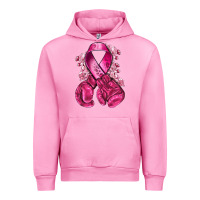 Fuchsia Pink breast cancer with boxing gloves Urban Hoodie - NancyCooperArtShop
