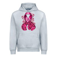 Heather Grey breast cancer with boxing gloves Urban Hoodie - NancyCooperArtShop