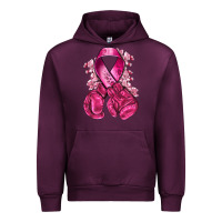 Mauve Wine breast cancer with boxing gloves Urban Hoodie - NancyCooperArtShop