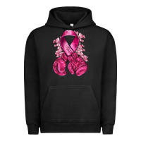 Pigment Black breast cancer with boxing gloves Urban Hoodie - NancyCooperArtShop