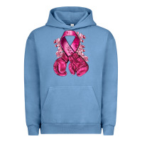 Pigment Pebble Blue breast cancer with boxing gloves Urban Hoodie - NancyCooperArtShop