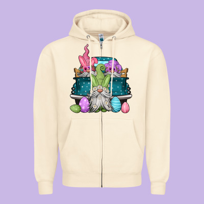 Easter Gnomes Farm Truck Zipper Hoodie Designed By Jasminsmagicworld