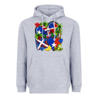 Heather Grey puerto rico with dominican republic hearts Heavyweight Hoodie - NancyCooperArtShop