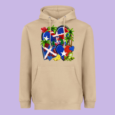 Puerto Rico With Dominican Republic Hearts Heavyweight Hoodie Designed By Nancycooperartshop