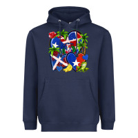 Navy puerto rico with dominican republic hearts Heavyweight Hoodie - NancyCooperArtShop