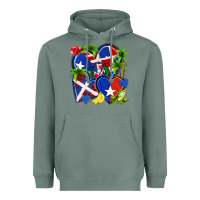 Sage puerto rico with dominican republic hearts Heavyweight Hoodie - NancyCooperArtShop