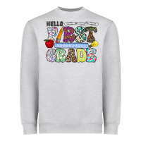 Heather Grey hellofirstgrade Heavyweight Sweatshirt - CowhideDigitalArt