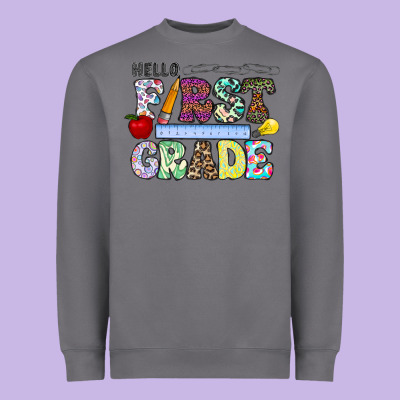 Hellofirstgrade Heavyweight Sweatshirt Designed By Cowhidedigitalart