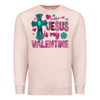 Pale Pink jesus is my valentine Premium Sweatshirt - NancyCooperArtShop