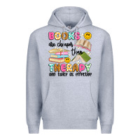 Heather Grey books are cheaper than therapy and twice as effective Premium Hoodie - Artiststas
