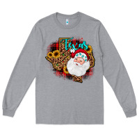 Heather Grey santa texas map Long Sleeve Tee - JahusDesignShop