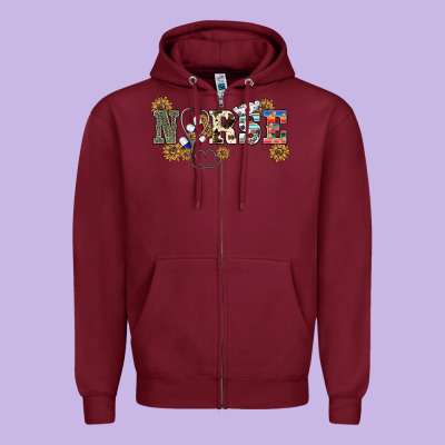 Western Nurse Zipper Hoodie Designed By Barkaloodesign