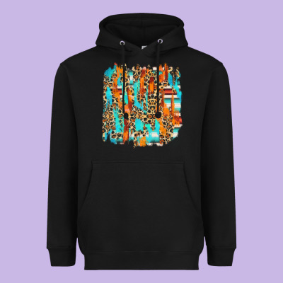 Serape With Leopard Pattern Heavyweight Hoodie Designed By Nancycooperartshop