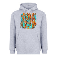 Heather Grey serape with leopard pattern Heavyweight Hoodie - NancyCooperArtShop