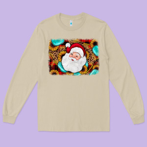 Santa Background Long Sleeve Tee Designed By Jahusdesignshop