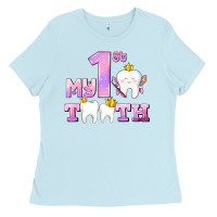 Baby Blue my first tooth with teeth for girls Ladies Tee - AdoDesignShop