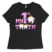 Black my first tooth with teeth for girls Ladies Tee - AdoDesignShop