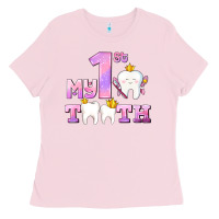 Bubblegum Pink my first tooth with teeth for girls Ladies Tee - AdoDesignShop