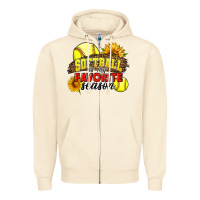 Sandshell Softball Is My Favorite Season Zipper Hoodie - LillyAllenDesigns