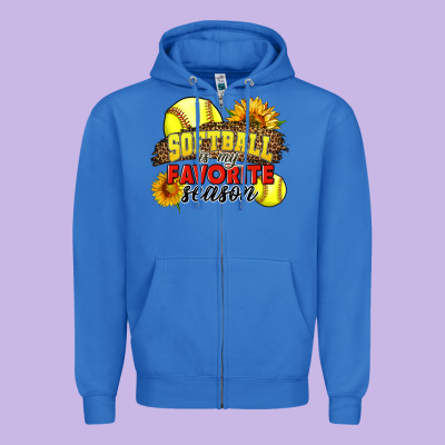 Softball Is My Favorite Season Zipper Hoodie Designed By Lillyallendesigns