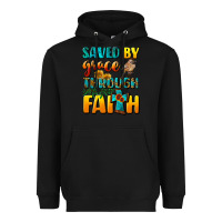 Black saved by grace through faith Heavyweight Hoodie - NancyCooperArtShop