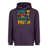 Plum saved by grace through faith Heavyweight Hoodie - NancyCooperArtShop