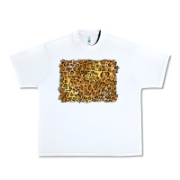 White handdrawn leopard pattern yellow Urban Heavy Tee - BarkalooDesign