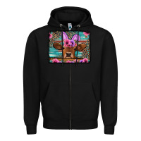Black easter floral leopard cow Zipper Hoodie - Jasminsmagicworld