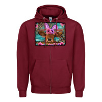 Burgundy easter floral leopard cow Zipper Hoodie - Jasminsmagicworld