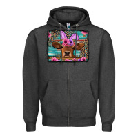 Charcoal Heather easter floral leopard cow Zipper Hoodie - Jasminsmagicworld