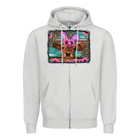 Dove Grey easter floral leopard cow Zipper Hoodie - Jasminsmagicworld