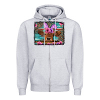 Heather Grey easter floral leopard cow Zipper Hoodie - Jasminsmagicworld