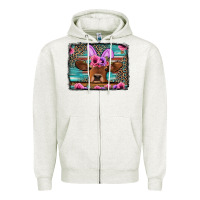Oatmeal Heather easter floral leopard cow Zipper Hoodie - Jasminsmagicworld