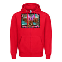Red easter floral leopard cow Zipper Hoodie - Jasminsmagicworld