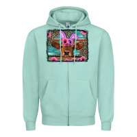 Seafoam easter floral leopard cow Zipper Hoodie - Jasminsmagicworld