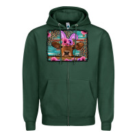 Sports Green easter floral leopard cow Zipper Hoodie - Jasminsmagicworld