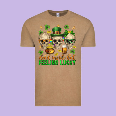 Dead Inside But Feeling Lucky St. Patricks Day Vintage Tee Designed By Neo Western