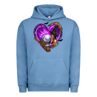 Pigment Pebble Blue Halloween Heart with Witch Urban Hoodie - texasbilliewilder