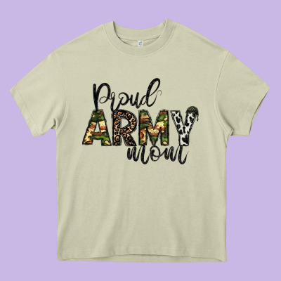 Proud Army Mom Heavy Core Tee Designed By Cowhidedigitalart
