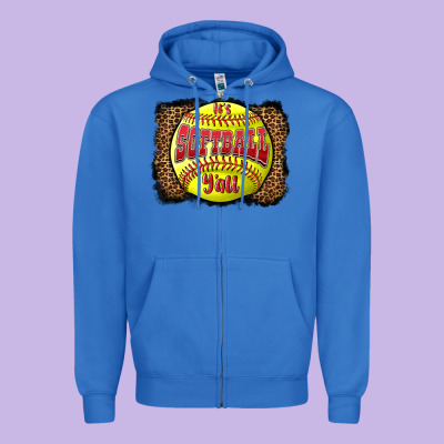 It's Softball Y'all Zipper Hoodie Designed By Lillyallendesigns