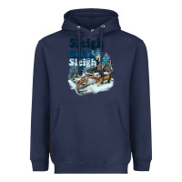 Navy sleigh girl sleigh skeleton Heavyweight Hoodie - NancyCooperArtShop