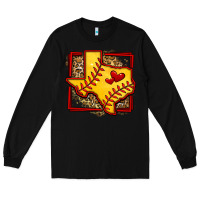 Black leopard softball texas map Long Sleeve Tee - Jasminsmagicworld