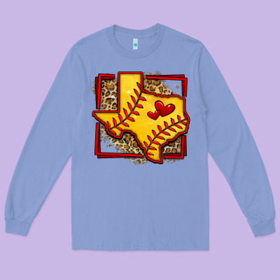 Leopard Softball Texas Map Long Sleeve Tee Designed By Jasminsmagicworld