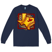 Navy leopard softball texas map Long Sleeve Tee - Jasminsmagicworld