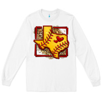White leopard softball texas map Long Sleeve Tee - Jasminsmagicworld