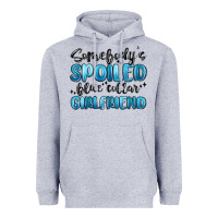 Heather Grey somebodys spoiled blue collar girlfriend Heavyweight Hoodie - MaliasSmallBusiness