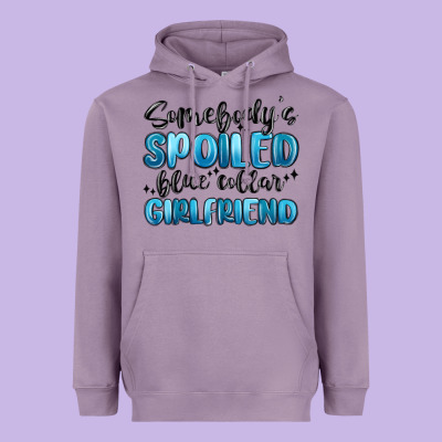 Somebodys Spoiled Blue Collar Girlfriend Heavyweight Hoodie Designed By Maliassmallbusiness