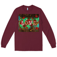Burgundy love  and leopard with keys Long Sleeve Tee - AdoDesignShop