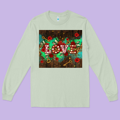 Love  And Leopard With Keys Long Sleeve Tee Designed By Adodesignshop