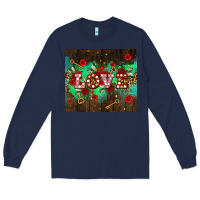 Navy love  and leopard with keys Long Sleeve Tee - AdoDesignShop